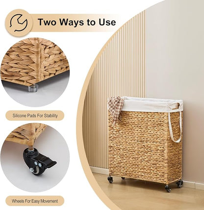 Rolling Laundry Hamper with Wheels, Slim Laundry Basket with Removable Liner - Image 5