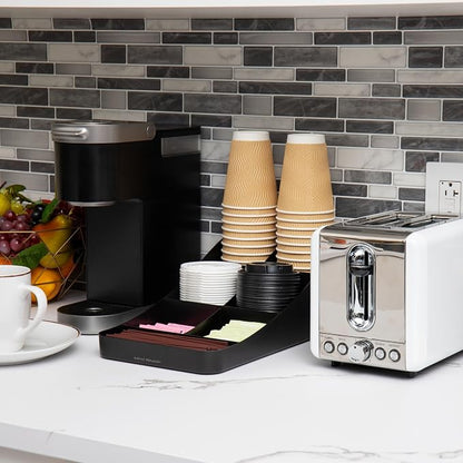 Mind Reader 7-Compartment Coffee Condiment Organizer, Cup and Lid Holder - Image 6