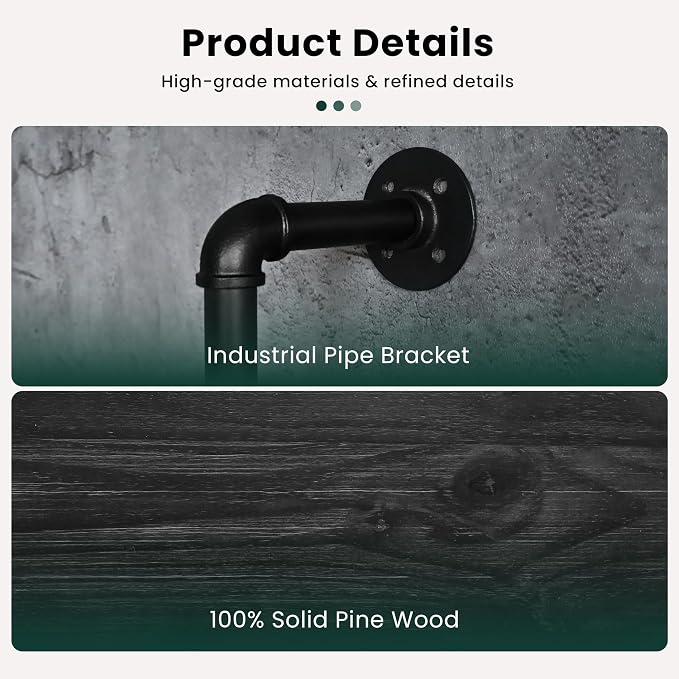 HDDFER Floating Shelves 70 inch Wall Bookshelf Industrial Pipe Shelving Shelves - Image 7