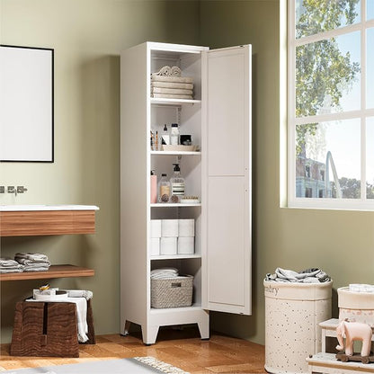 COFaR 67" Tall Metal Pantry Cabinet, Slim Freestanding Cupboard - Image 3