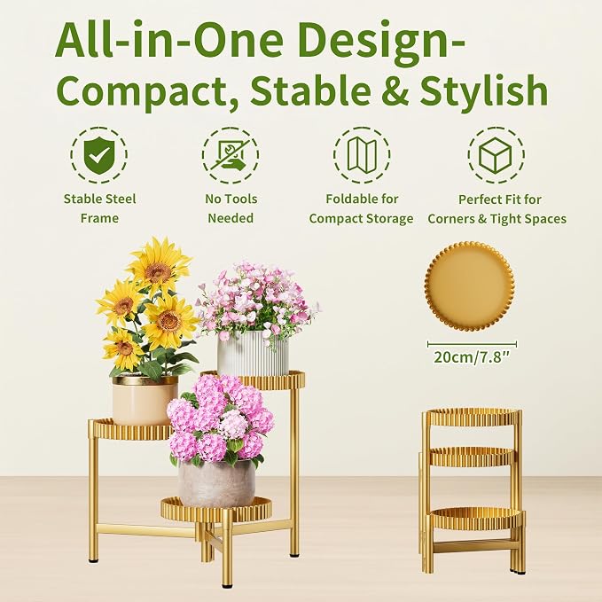 Stand Plants, 3 Tier Metal Corner Plant Stands - Image 5