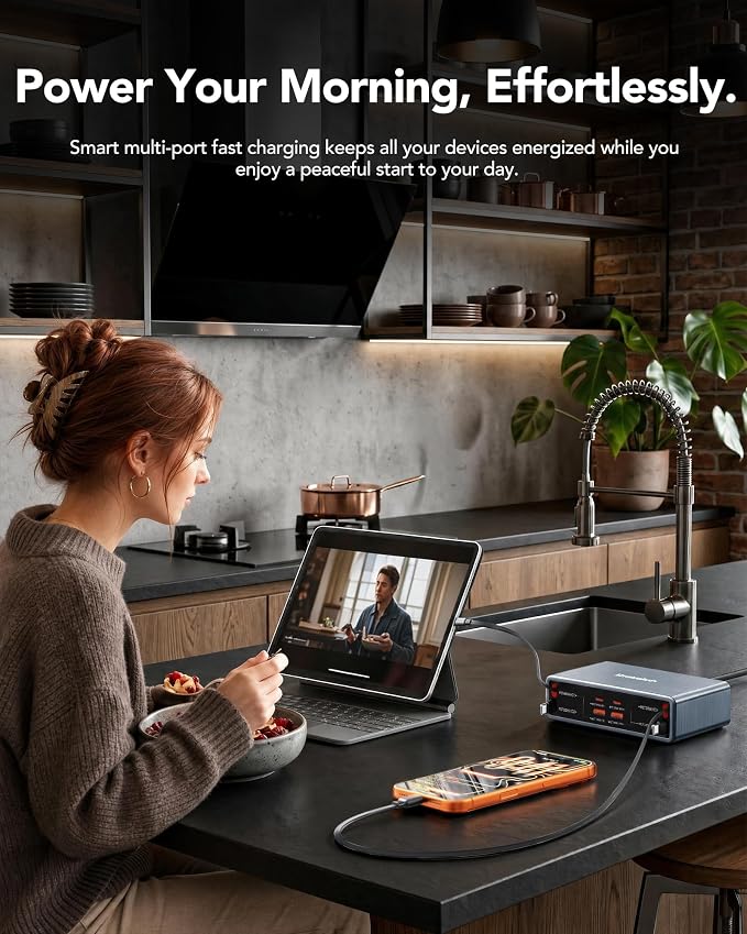 8-in-1 Charging Station for Multi Device, Fast Charger Retractable 65W Cable | - Image 2
