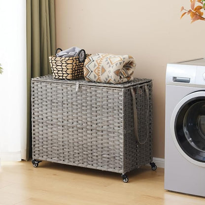Laundry Hamper with Wheels, 52.8 Gallon Rolling Laundry Basket with Lid - Image 2