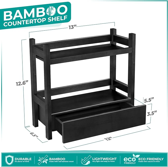 Sorbus Bamboo Bathroom Counter Organizer – 2-Tier Shelf - Image 3