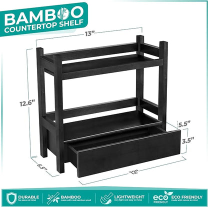 Sorbus Bamboo Bathroom Counter Organizer – 2-Tier Shelf - Image 3