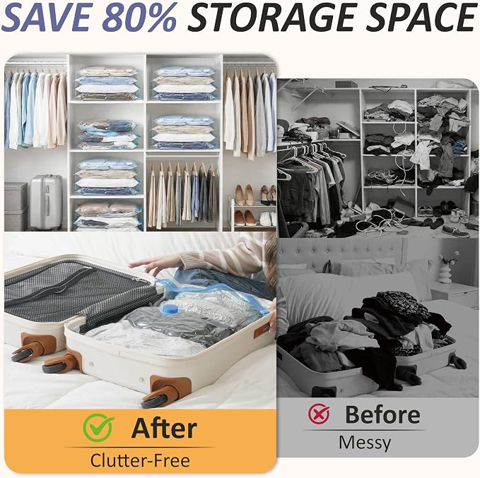 Cozy Essential Vacuum Storage Bags, 80% Compression Vacuum Seal Space Saver - Image 4