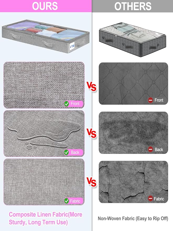 punemi 4 inches Under Bed Storage Containers, Low Profile Underbed Storage - Image 4