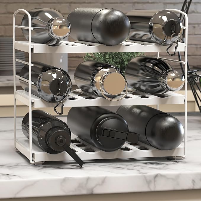 Simple Houseware Water Bottle and Travel Mug Cabinet Adjustable Storage Rack - Image 2