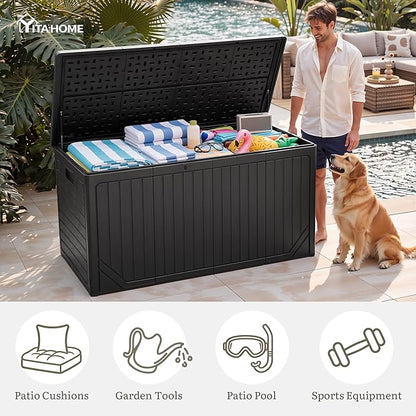 YITAHOME XXL 300 Gallon Extra Large OutdoorDeck Box, Lockable Resin Storage Box - Image 3