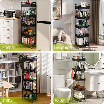 Sorgion 5 Tier Rolling Cart Organizer, Bathroom Cart Organizers - Image 6