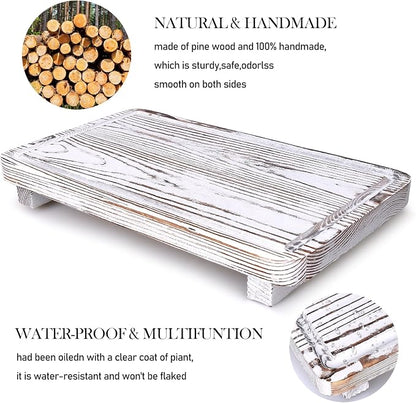 Bathroom Counter Tray Wood Pedestal Stand White Kitchen Countertop Trays - Image 4