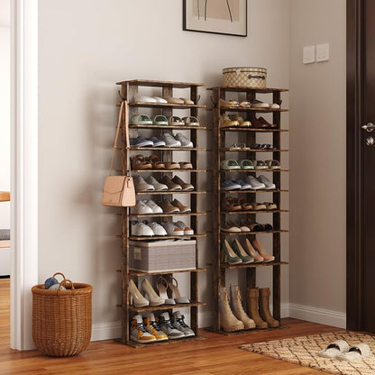 HOMEFORT 10-Tier Vertical Shoe Rack, Corner Shoe Tower, Double Rows 10 Tiers - Image 7