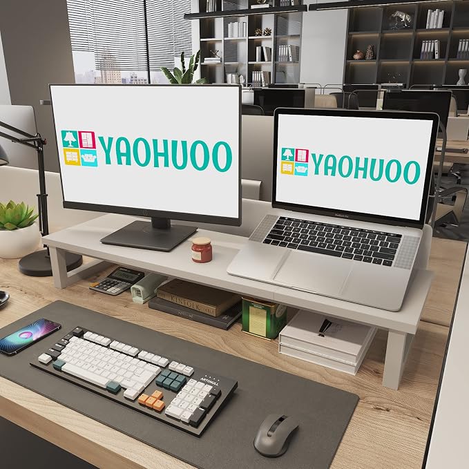YAOHUOO Dual Monitor Stand Riser, 39Inch Large Monitor Stands - Image 6