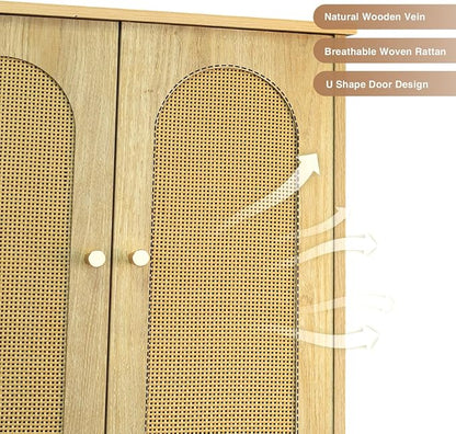 Rattan Toilet Storage Cabinet, Over the Rack Wood Cabinet - Image 4