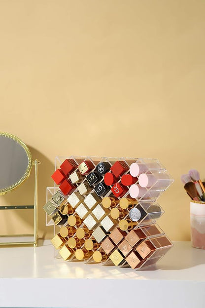 Lipstick Holder Organizer 64 Spaces Acrylic Stackable Fish Shape Lipstick Tower - Image 4