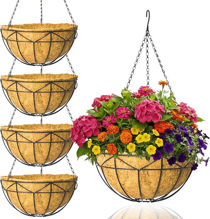 Unique Metal Iron Geometric Hanging Planter Set of 4 Stylish 12 Inch Extra Deep by GYATSOCYGwomenswardrobe