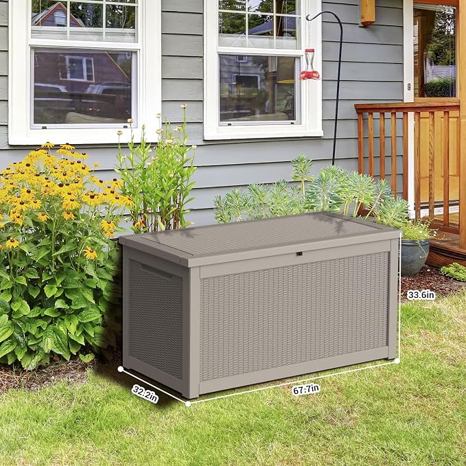 DRATO 320 Gallon Deck Box, Outdoor Large Waterproof Resin Storage Box - Image 6