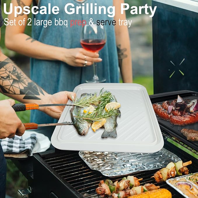 Extra Large Grilling Prep and Serve Trays, 17.3x13 inch BBQ Tray - Image 2