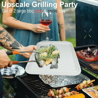 Extra Large Grilling Prep and Serve Trays, 17.3x13 inch BBQ Tray - Image 2