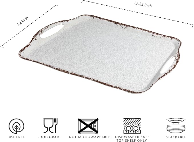 LEHAHA Vintage White Large Serving Tray - Image 6