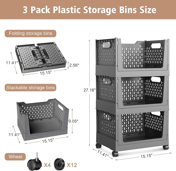 Stackable Storage Bins, Foldable Closet Organizers and Storage Bins Box - Image 2