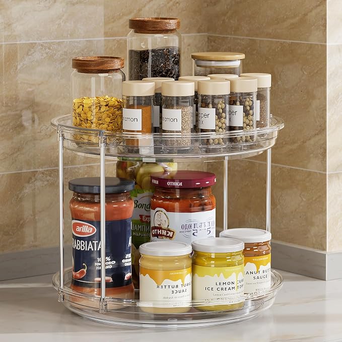 LAMU 2 Tier Lazy Susan Turntable Organizer 9.25'' Rotating Spice Rack - Image 8