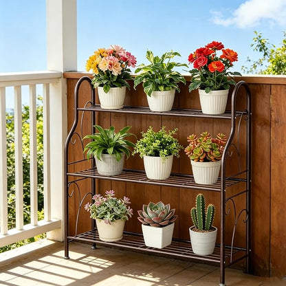 SORCEDAS Plant Stand Indoor Outdoor Plant Shelf 3 Tier Metal Corner Flower - Image 2