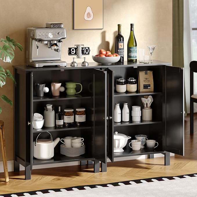 Bonnlo Free Standing Bathroom Cabinet, Modern Black Storage Cabinet - Image 2