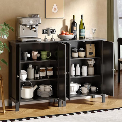 Bonnlo Free Standing Bathroom Cabinet, Modern Black Storage Cabinet - Image 2