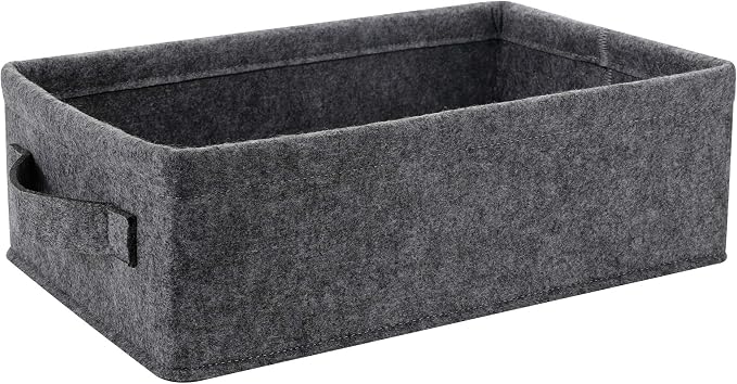 Medium Storage Basket Shlef Low Storage Bin Rectangle Felt Fabric Baskets by KWLET