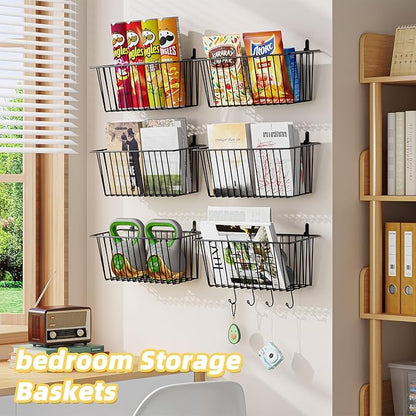 Simple Trending 6 Pack Wire Basket Wall Mount Baskets Hanging Baskets, Cabinets - Image 3