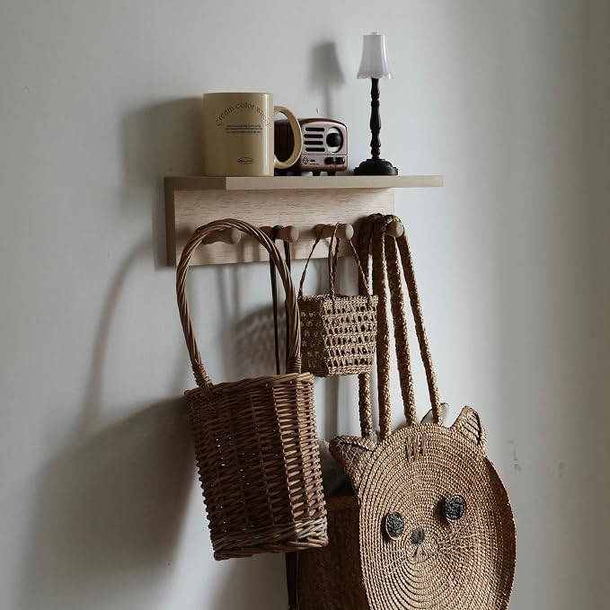 Entrance Coat Rack ，Coat Hooks, Wall-Mounted Wooden Hook Rack, Wall-Mounted - Image 6