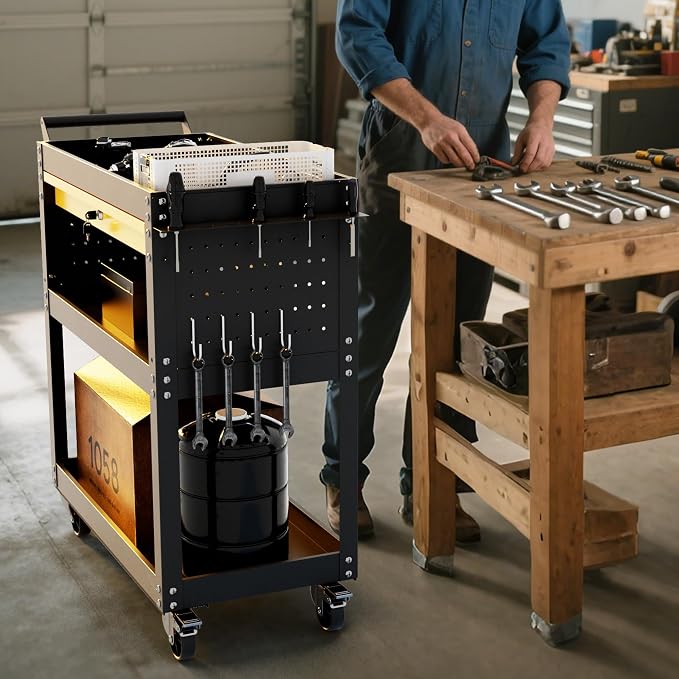 3 Tier Heavy Duty Rolling Tool Cart on Wheels - Image 8