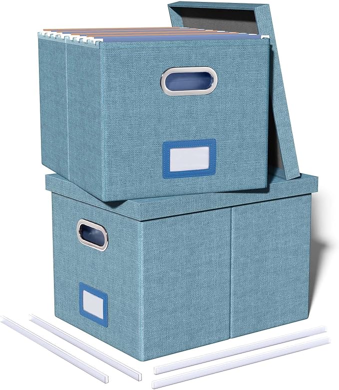 2 Pack File Storage Organizer, Filing Box, Portable File Box by Oterri