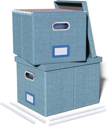 2 Pack File Storage Organizer, Filing Box, Portable File Box by Oterri