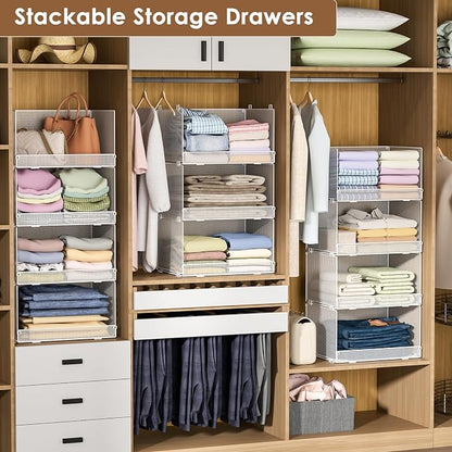 Tiaoheka 4-Tier Stackable Closet Organizers and Storage Shelves, Foldable - Image 2