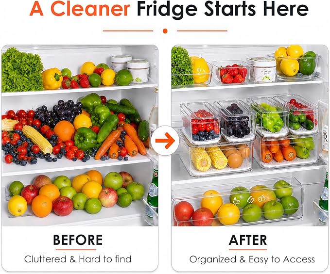 SMRCAD 10 Pack Clear Fridge Organizer Bins - Image 7