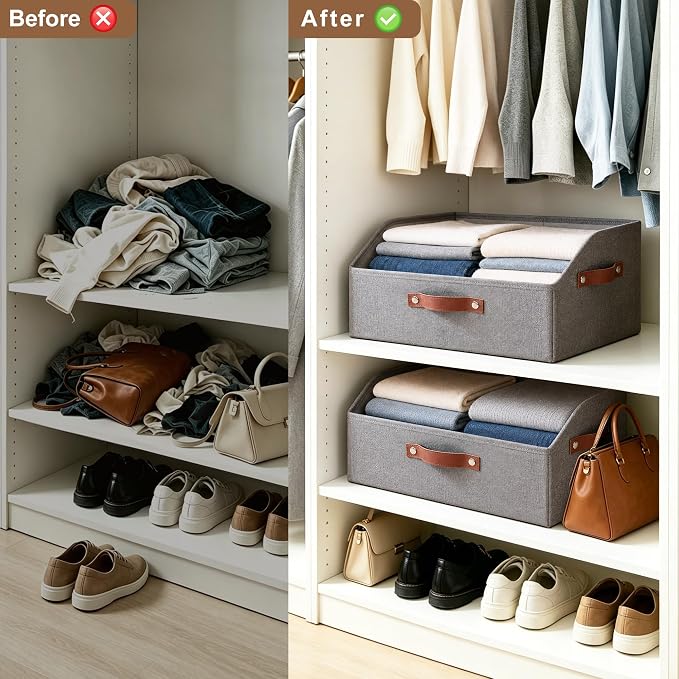 Bagnizer Closet Organizers and Storage, Linen Trapezoid Storage Bins - Image 8