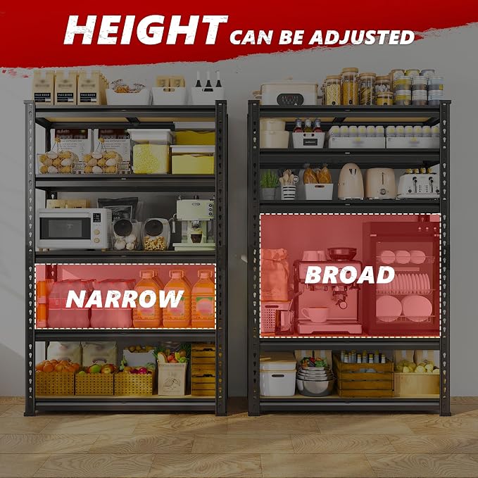REIBII 2020LBS Storage Shelves 5 Tier Garage Shelving Heavy Duty Adjustable - Image 6