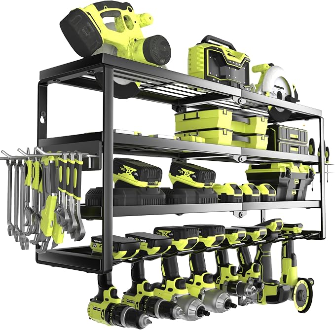 MOOMSINE 4 Layer Power Tool Organizer Wall Mount, Battery Tools Holder by MOOMSINE