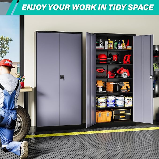 SISESOL Wide & Deep Metal Storage Cabinet - Image 3