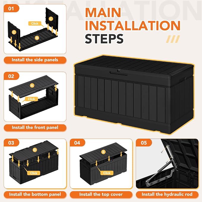 78 Gallon Deck Box Outdoor Indoor Waterproof Storage Box - Image 8