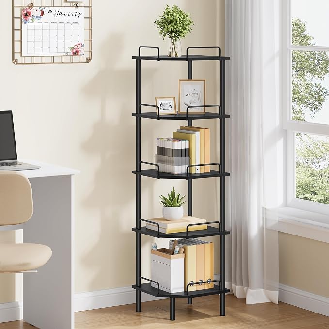Tajsoon 5 Tier Corner Shelf Stand, Standing Corner Shelf Unit, Industrial - Image 8