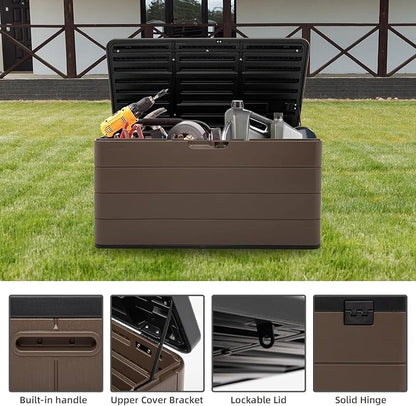 100 Gallon Plus Resin Deck Box, Waterproof Outdoor Storage Box - Image 5