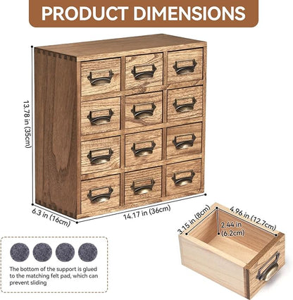 KIRIGEN Wooden Storage Cabinet, 12-Drawer Desktop Organizer, Tea Bags, Office - Image 3