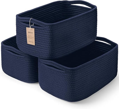 3-Pack Storage Baskets for Organizing | Woven Shelf Toy Basket | Rope Baskets by MaxuniTechLife