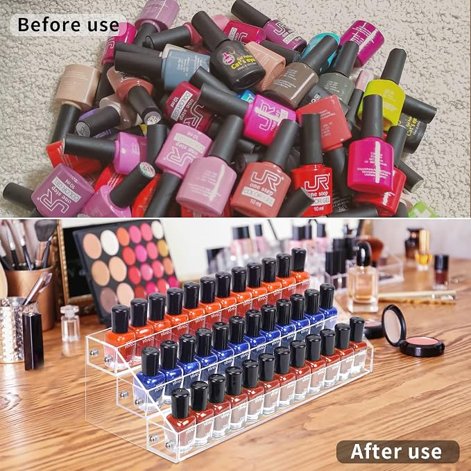 BTremary 3 Packs Clear Nail Polish Organizer Holder Shelf Rack, Acrylic Display - Image 7