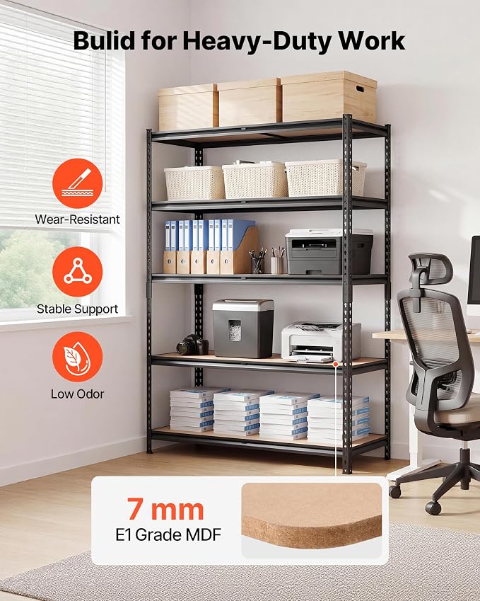 VEVOR Storage Shelves, 5-Tier Adjustable, 3000 lbs Capacity Heavy Duty | - Image 6