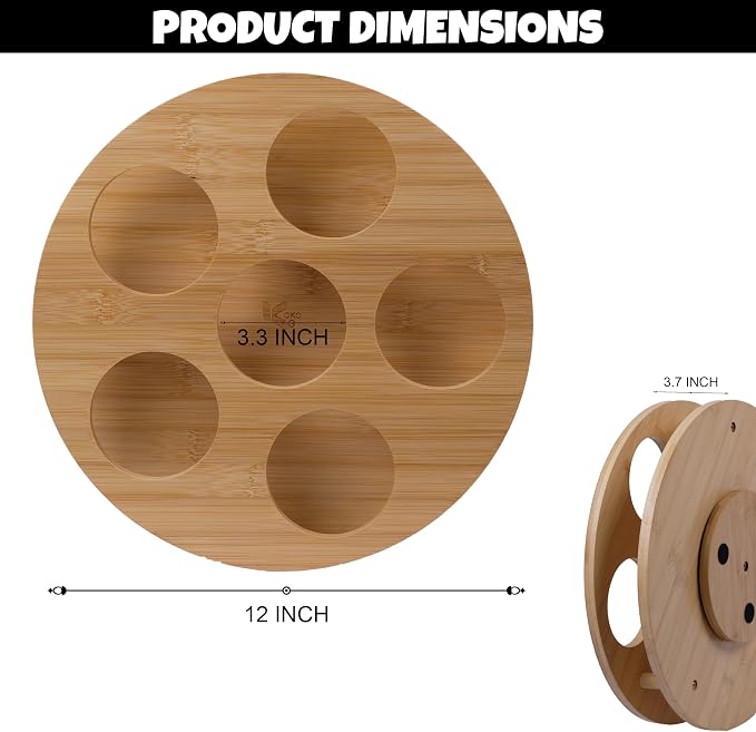 KOKO G Premium Bamboo Rotating Water Bottle Organizer – 360° Wooden Cup Holder - Image 3