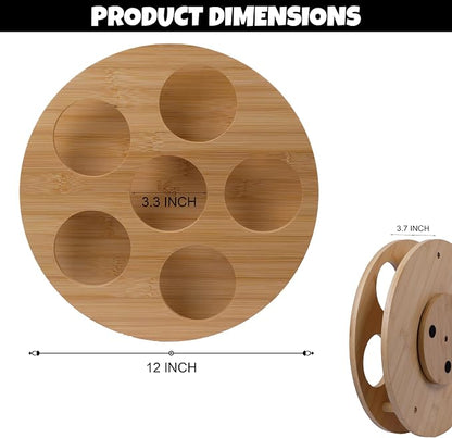 KOKO G Premium Bamboo Rotating Water Bottle Organizer – 360° Wooden Cup Holder - Image 3